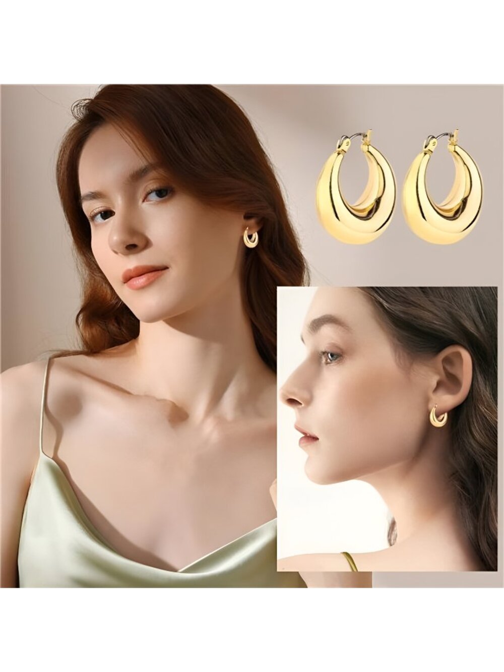 14K Gold Plated Twisted Huggie Hoop Earring Hypoallergenic, Lightweight
